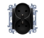 KONTAKT CGZ2M.01/49 SIMON 10 Gniazdo wtyczkowe z uziemieniem podwójne (moduł) 16A, 250V zaciski śrubowe czarny mat