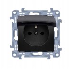KONTAKT CGZ1BC.01/49 SIMON 10 Gniazdo wtyczkowe z uziemieniem do wersji IP44 z uszczelką klapka w kolorze pokrywy (moduł) 16A, 250V~ szybkozłącza czarny mat