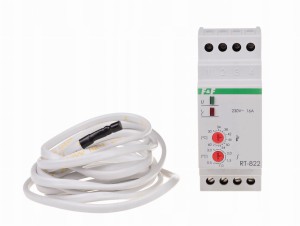F&F RT-822 Regulator temperatury zakres temperatur 30÷60°C montaz na szynie DIN styk 1NO/NC 230V AC