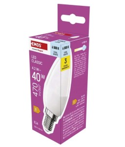 EMOS ZQ3E24 Żarówka LED Classic świeczka E14 4,2 W (40 W) 470 lm zimna biel