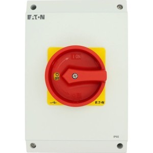 EATON 207246 T5B-4-15682/I4/SVB Rozłącznik główny, 6 bieg. + 1 NO + 1 NC, 63 A, 90 °, w obudowie IP65, pokrętło czerwono-żółte z blokadą na kłódkę
