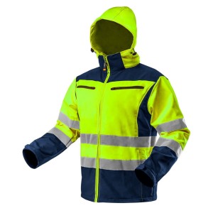 NEO 81-700-XXL Kurtka robocza ostrzegawcza softshell z kapturem, żółta, rozmiar XXL
