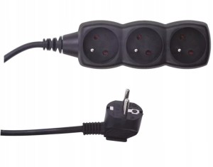 EMOS Przedłużacz czarny 3 gniazda 1,5 metra PC0311