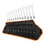 NEO 09-345 Klucze płasko oczkowe z grzechotką i przełącznikiem zestaw 12 szt. 8 - 19 mm miękkie etui