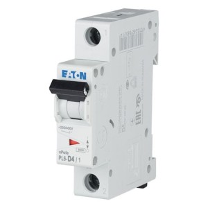 EATON 286541 PL6-D4/1 Wyłącznik nadprądowy 6kA, In=4A, char. D, 1-bieg. seria PL6