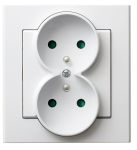 OSPEL SONATA GP-2RZP/00 Gniazdo 2x z/u, z przesłonami białe