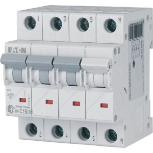 EATON 194911 HN-C16/3N Wyłącznik nadprądowy 6kA, In=16A, char. C, 3+N bieg. Seria HN