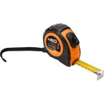 NEO 67-224 Miara zwijana stalowa 7,5 m x 25 mm, auto blokada, dwa przyciski stop