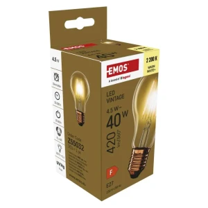 EMOS Z55032 Żarówka LED Vintage A60 E27 4,5 W (40 W) 420 lm 420 lm Ciepła biel