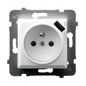 OSPEL ARIA GP-1UZPUSB/m/00 Gniazdo 1x z/u + ładowarka białe