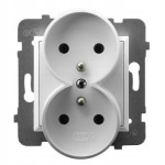 OSPEL GP-2URAZ/M/00 Aria Gniazdo 2x z/u bez ramki Białe