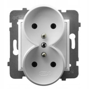 OSPEL GP-2URAZ/M/00 Aria Gniazdo 2x z/u bez ramki Białe