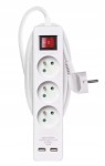 EMOS P1312RU Przedłużacz z wyłącznikem 3 gniazda 2m 2× USB