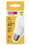 EMOS ZL5F42 Żarówka LED Basic A60, E27, 9,4W (60 W), 806 lm, Ciepła biel