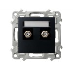 OSPEL GPA-2ZF/M/33 SZAFIR Gniazdo antenowe typu F podwójne - kolor czarny metalik