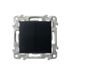 OSPEL ŁP-2ZS/M/33 SZAFIR Łącznik dwugrupowy świecznikowy z podświetleniem niebieskim - kolor czarny metalik