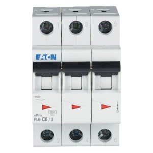 Eaton 286598 PL6-C6/3 Wyłącznik nadprądowy 6kA, In=6A, char. C, 3-bieg. seria PL6