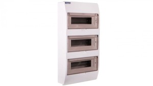 INCOBEX INC-02811 ROZDZIELNICA MODUŁOWA S36 (3x12) NATYNKOWA IP40 Z OSŁONĄ W KOLORZE DYMNYM Z ZACISKAMI N+PE