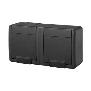 EPN 5042-17 AQUANT 2K gniazdo natynkowe podwójne z uziemieniem 2x2P+Z poziom IP 55 - kolor antracytowy