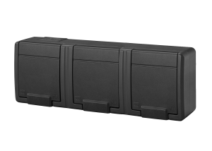 EPN 5043-17 AQUANT 2K gniazdo natynkowe potrójne z uziemieniem 3x2P+Z poziom IP 55 - kolor antracytowy