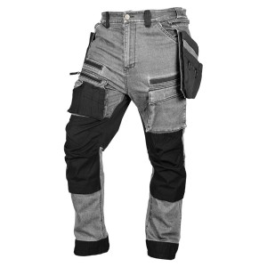 NEO 81-361-2-L Spodnie robocze DENIM, wzmocnienia Cordura, odpinane kieszenie kaburowe, szare, rozmiar L