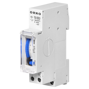 ORNO OR-PRE-467 Mechaniczny programator czasowy 1 modułowy, 24 godziny, minimum 15 minut, 110-230 VAC, rezerwa 100 godzin