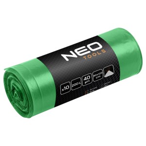 NEO 15-992 Worki na odpady 200 L, zielone z taśmą, 40 mic, 10 szt.