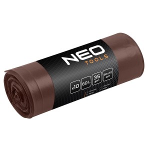 NEO 15-993 Worki na odpady 60 L, brązowe, 35 mic, 10 szt.