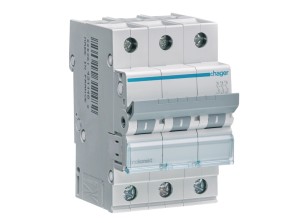 HAGER MCN306E MCB Wyłącznik nadprądowy Icn=6000A 3P C 6A