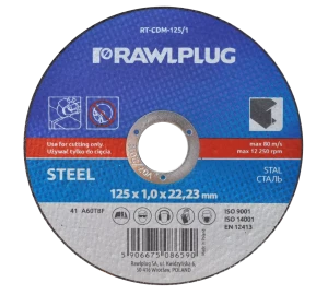 RAWLPLUG RT-CDM-125/1 125x1,0x22,23mm ściernica korundowa do cięcia metalu
