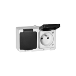 ORNO OR-OE-7306/WB Gniazdo podwójne 2X2P+Z AQUATIC MINI IP54, 16A, 230V AC, biało-czarne