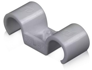 RAWLPLUG R-SC40-PCD-16 Uchwyt plastikowy do rurek instalacyjnych podwójny 16 mm posadzkowy wzmocniony PA [OP 60]