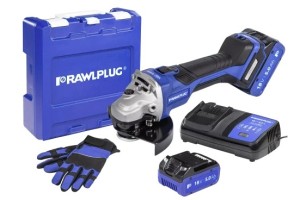 RAWLPLUG R-PAG18-SV-XL2 Szlifierka kątowa 18V 125 mm reg obrotów 2 akumulatory 5,0 Ah ładowarka 6,5 A walizka RawlCase