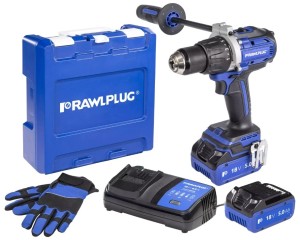 RAWLPLUG R-PDD18-P100-XL2 Wiertarko-wkrętarka z udarem 18V 100 Nm 2 akumulatory 5,0 Ah ładowarka 6,5 A walizka RawlCase