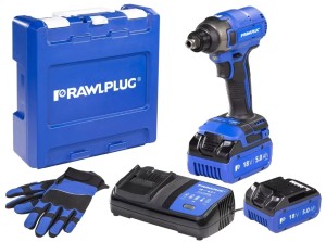 RAWLPLUG R-PID18-XL2 Zakrętarka udarowa 18V 210 Nm 2 akumulatory 5,0 Ah ładowarka 6,5 A walizka RawlCase