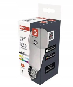 EMOS ZQW514R GoSmart Żarówka LED A60 / E27 / 9 W (60 W) / 806 lm / RGB / ściemnialna / Wi-Fi