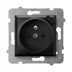 OSPEL ARIA GP-1UZPUSB/M/33 Gniazdo pojedyncze z/u czarny metalik