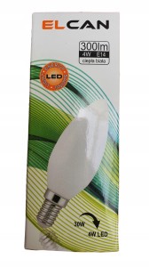 ELCAN Żarówka świeczka LED 4W E14 300LM ciepła