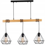 SANICO 314673 VIGO WOOD 3xE27 lampa wisząca czarna