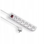 ELGOTECH EPS-601,5W Przedłużacz 6xz/u z wyłącznik 1,5m biały