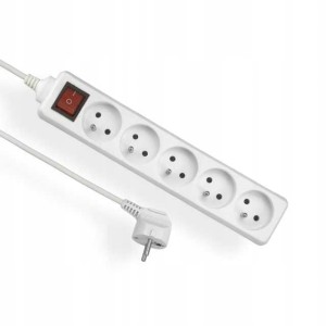 ELGOTECH EPS-505W Przedłużacz 5xz/u 3x1 z wyłącznik 5m biały