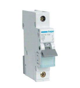 HAGER MCN106E MCB Wyłącznik nadprądowy Icn=6000A 1P C 6A