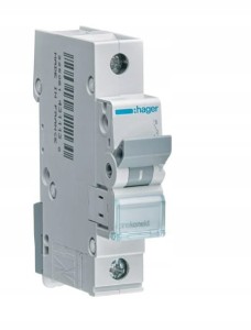 HAGER MBN125E MCB Wyłącznik nadprądowy Icn=6000A 1P B 25A