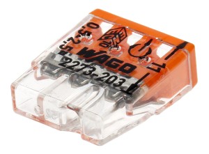WAGO 2273-203 Złączka COMPACT do puszek instalacyjnych do przewodów jednodrutowych, transparentna opakowanie 100 szt.