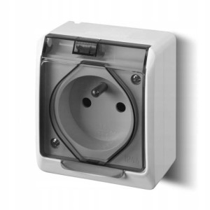 EPN 0321-01 HERMES Gniazdo pojedyncze n/t 2P+Z IP 44 białe