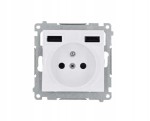 SIMON 54 Gniazdo wtyczkowe z ładowarką 2xUSB 230 V; białe