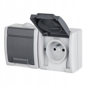 EPN .1242-10 AQUANT Gniazdo hermetyczne 2x2P+Z IP 55 szare