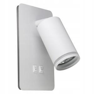 Sanico 324351 PARIS GU10 + 6W LED kinkiet, oprawa ścienna z włącznikiem biała max 10W + 6W LED 300lm Kąt wiązki światła: 120°