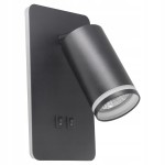 Sanico 324368 PARIS GU10 + 6W LED kinkiet oprawa ścienna z włącznikiem czarna max 10W + 6W LED 300lm 4000K Kąt wiązki światła: 120°