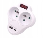 Rum-lux Rozgałęźnik Z-12 podwójny złodziejka + 2xUSB wyłącznik